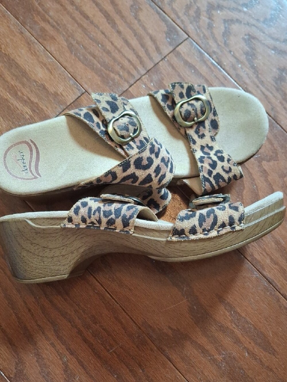 Dansko Leopard Print Double-Buckle Slide Sandals - Picture 3 of 3
